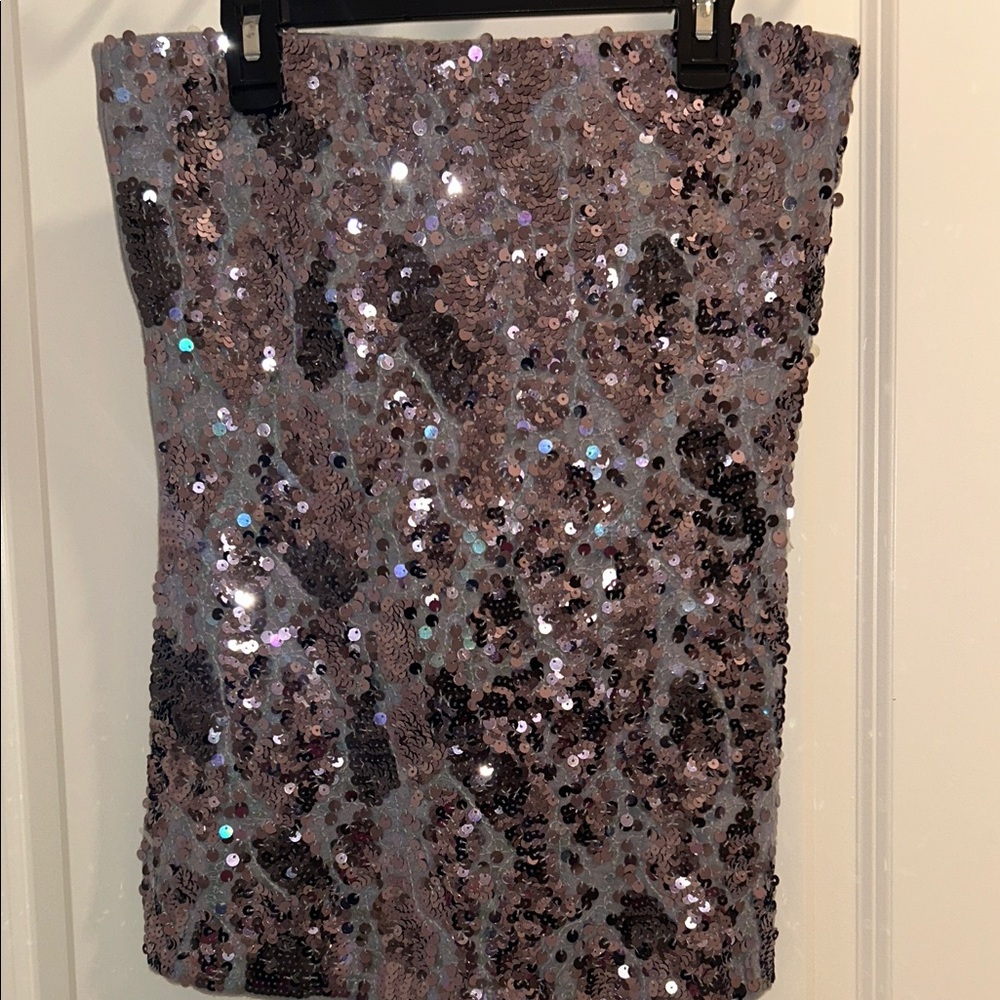 Express Rose Sequin Strapless Tube Top